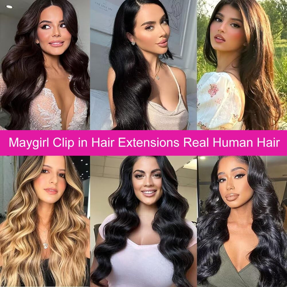 Clip In Hair Extensions Real Human Hair color #4 Chocolate Brown Clip In Hair Extensions 8pcs Hair Natural Black Color 26 Inches