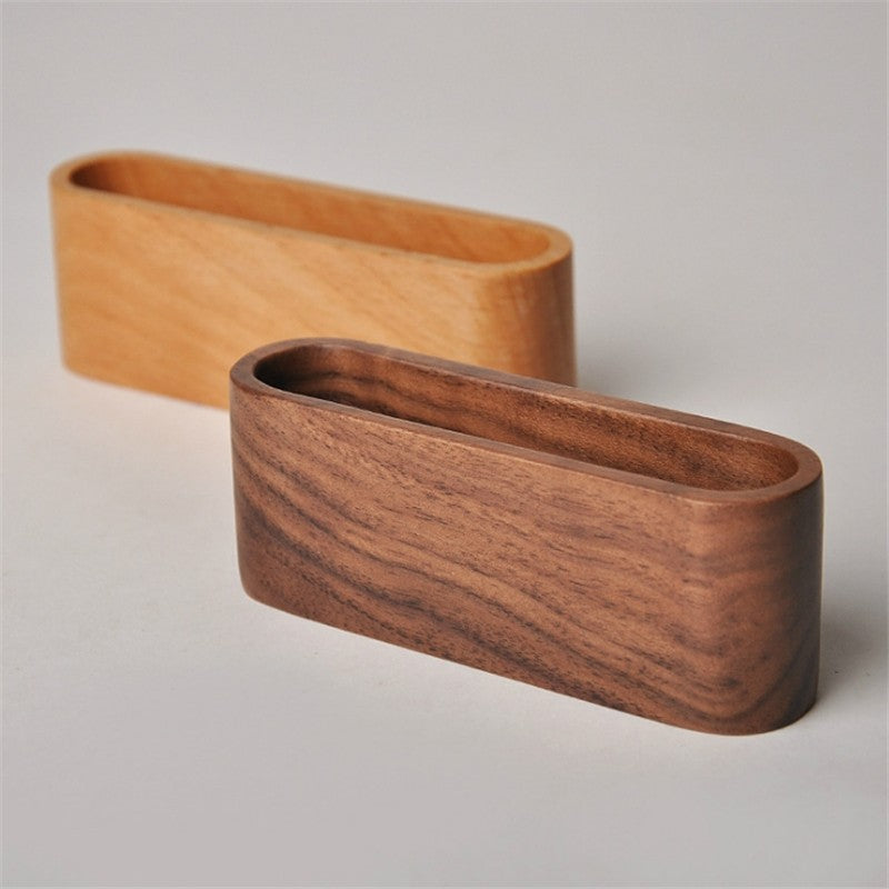Business Card Holder Wooden Organizer Office Desk name card Display Stand with Pen Slot Memo Pad Cards Stand Card Holder Storage