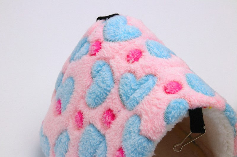 1PCS Coral Fleece Dot Printing Small Foam Pet House Hanging Hamster Bed For Small Animals Squirrel Parrot Cotton Nest