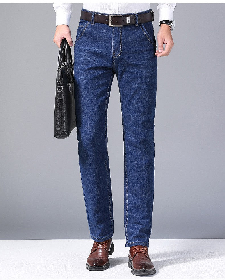 Men's Fashion Business Jeans 2025 Classic Style Casual Stretch Slim Fit Male Denim Trousers Black Blue Brand Jeans Pants