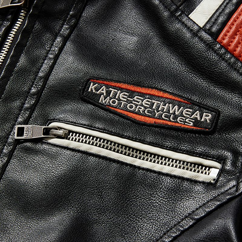 Mens Vintage Motorcycle Jacket 2023 Men Fashion New Biker Leather Jacket Male Embroidery Bomber Coat Winter Fleece Pu Overcoat