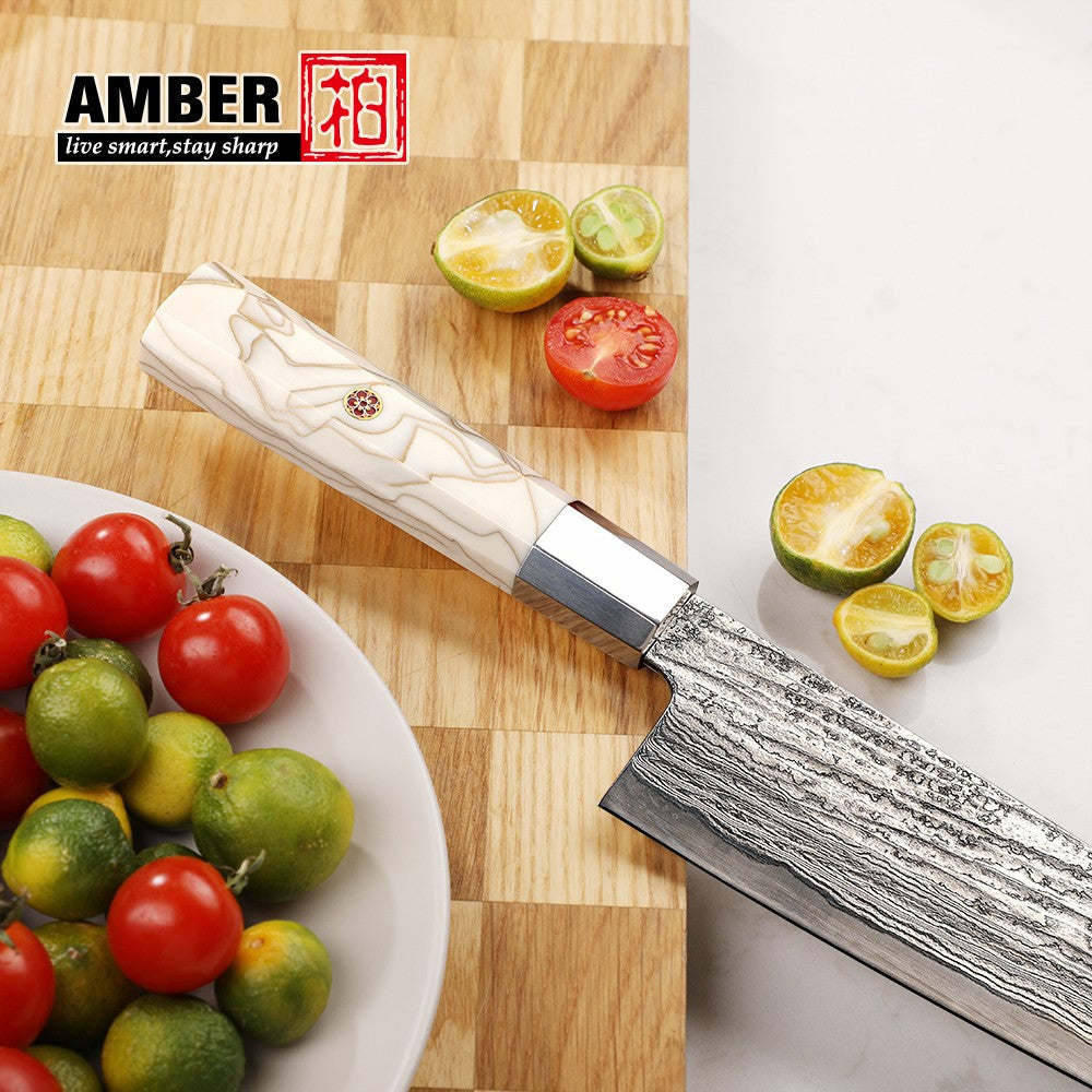 Cutting Tool Chef Santoku Utility Knife white mesh resin HD 67-Layer Damascus Steel Japanese Kiritsuke knife set for kitchen ues