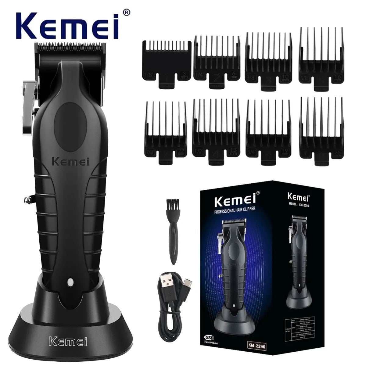 Kemei 2299 2296 T95 Professional Hair Clipper Cordless Trimmer Electric Foil Shaver Men Rechargeable Finish Hair Cutting Machine