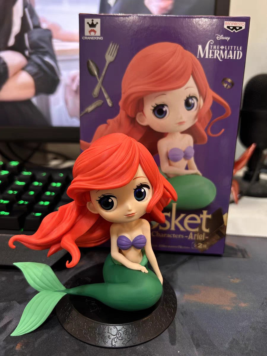 Bandai Disney The Little Mermaid Anime Qposket Characters Ariel Glitter Line Action Figure Collectible Model Toys Birthday Gift