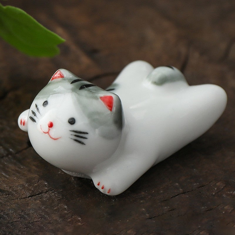 Ceramic Cat Shape Chopsticks Rack Kitchen Tableware Holder Stand Spoon Fork Pillow Storage Rack