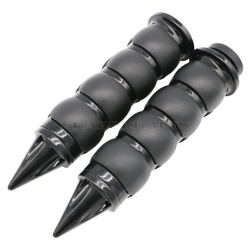 1" 25mm & 7/8'' 22mm Billet Rubber Flame Spike Hand Grips For Harley Honda Kawasaki Suzuki Yamaha Bikes Cruiser Chopper Custom