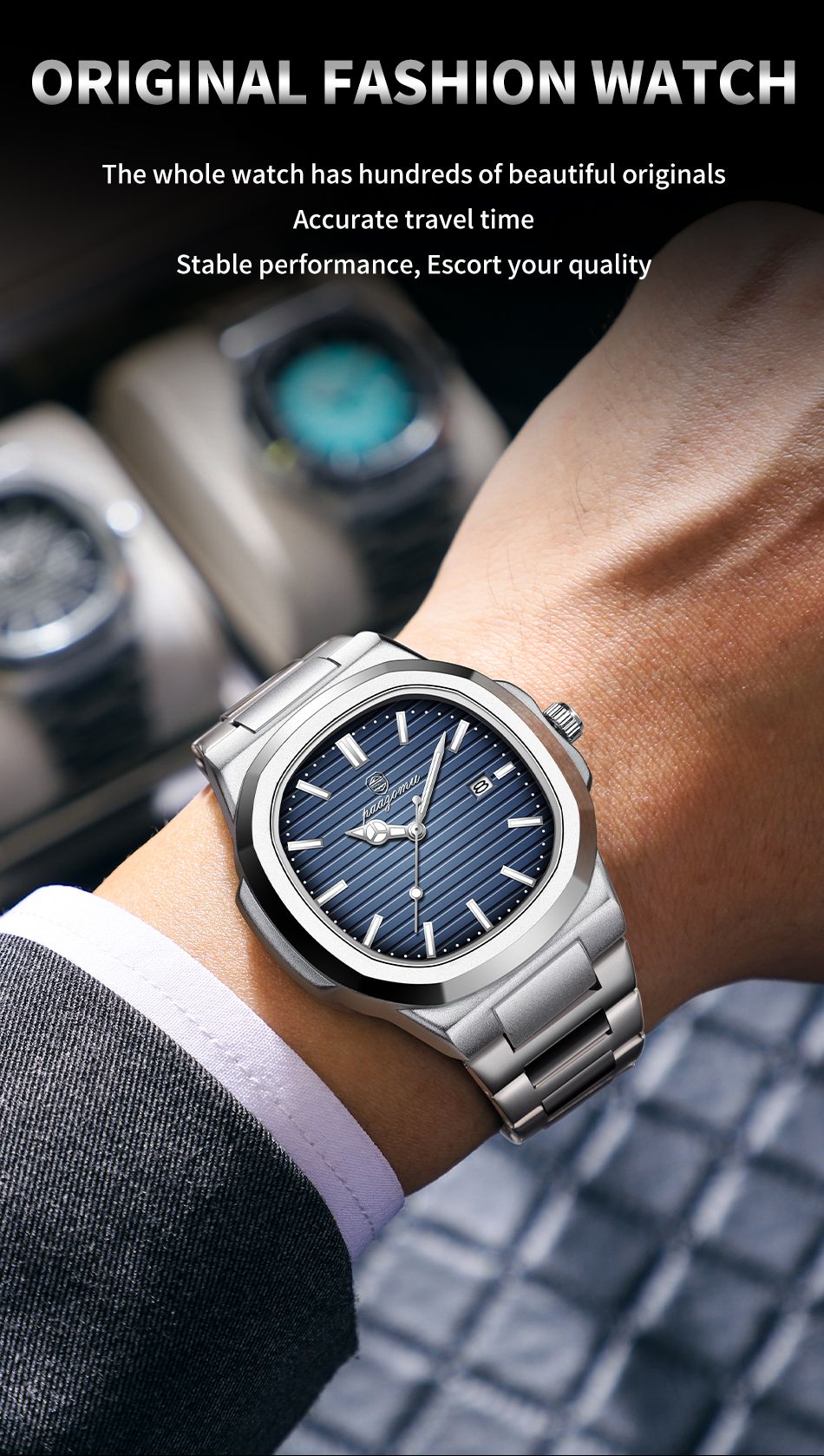 POEDAGAR Luxury Men Quartz Watch Waterproof Date Week Luminous Wristwatch Stainless Steel Men's Watches Male Clock Sports Reloj