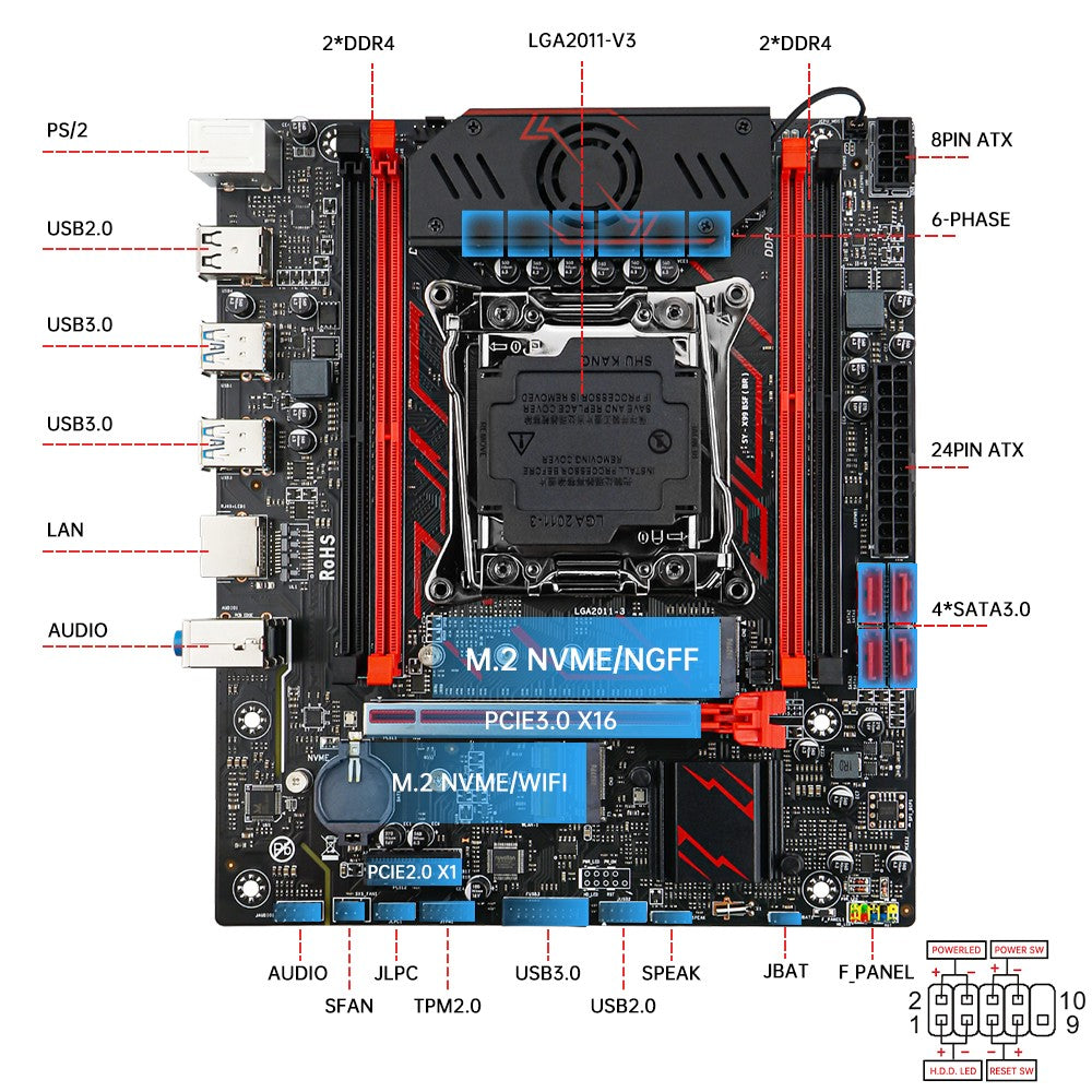 Gaming Motherboard Set SOYO X99 C612chip with Intel Xeon E5 2680 V4 CPU DDR4 8G*1 2133MHz RAM Computer components Mainboard TPM2