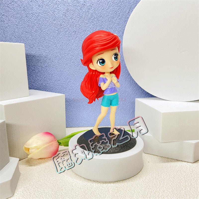 Bandai Disney The Little Mermaid Anime Qposket Characters Ariel Glitter Line Action Figure Collectible Model Toys Birthday Gift