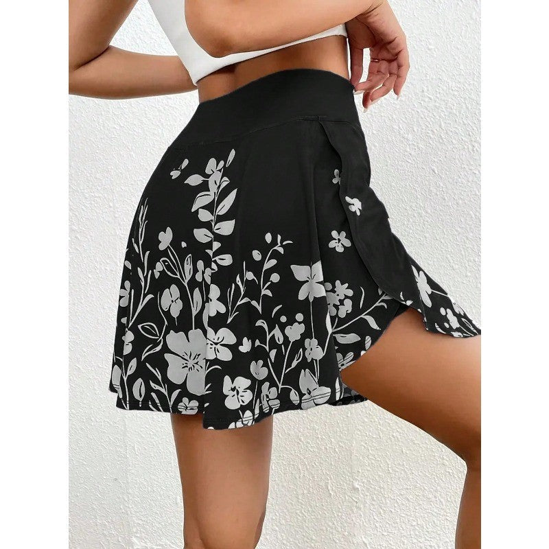 Plus Size 1XL-5XL New Women's Fashion High-Waisted Skirt Pants Phone Pocket Simple Floral Print Ladies Casual Shorts ?