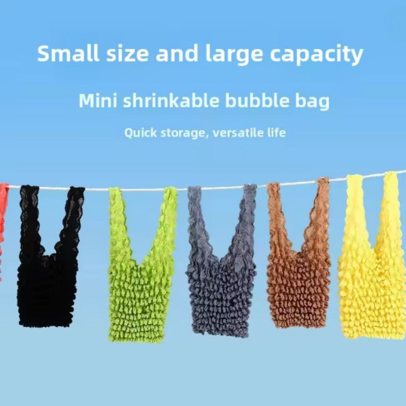 Trendy Magic Expandable Shopping Bag Wrinkle Bubble Puff Multi Purpose Large Capacity Elastic