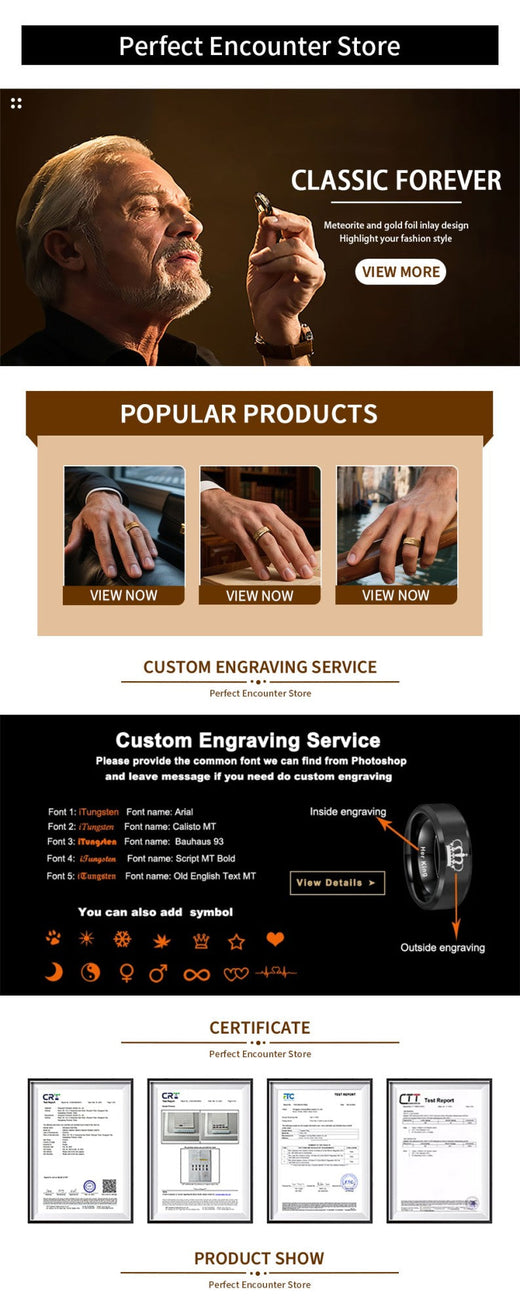 8MM Black Tungsten rings anillos bague homme pareja de compromiso fashion jewelry Men's wedding bands opal engagement rings gift