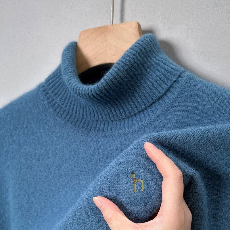 Hot Sales Autumn Winter New Men's Long Sleeve High Neck Pullover Sweater Luxury Quality Print Soft Warm Knitted Fashion Menswear