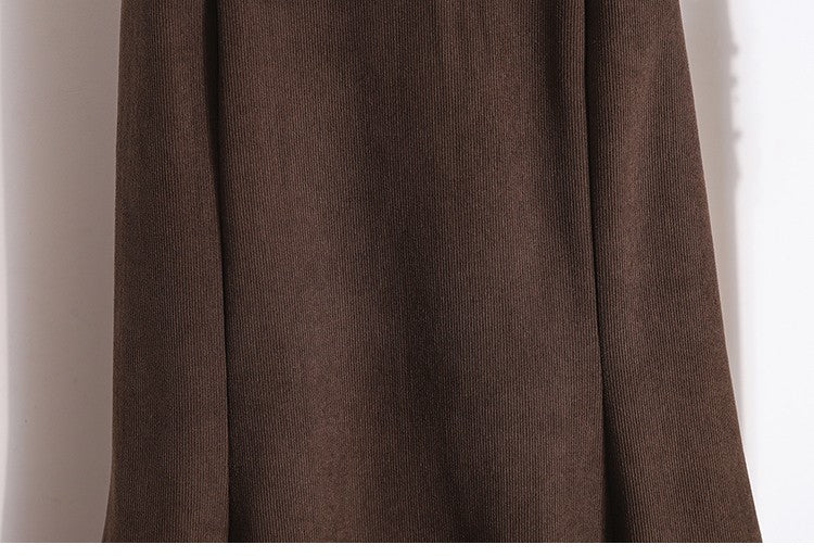 Plus Size Skirt Women 2024 Winter High Waist Elastic Velvet A Line Mermaid Skirt Korean Style Elegant Brown Or Black Long Skirts