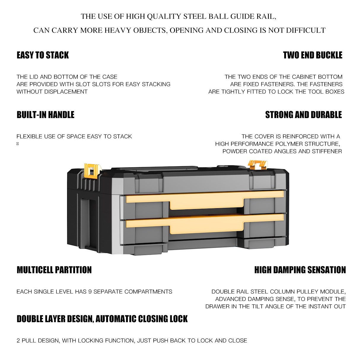 AIRAJ Stackable Modular Combo Toolbox Set -Portable Combo ToolBox with Wheels for Space-Saving Modular Assembly & Easy Mobility!