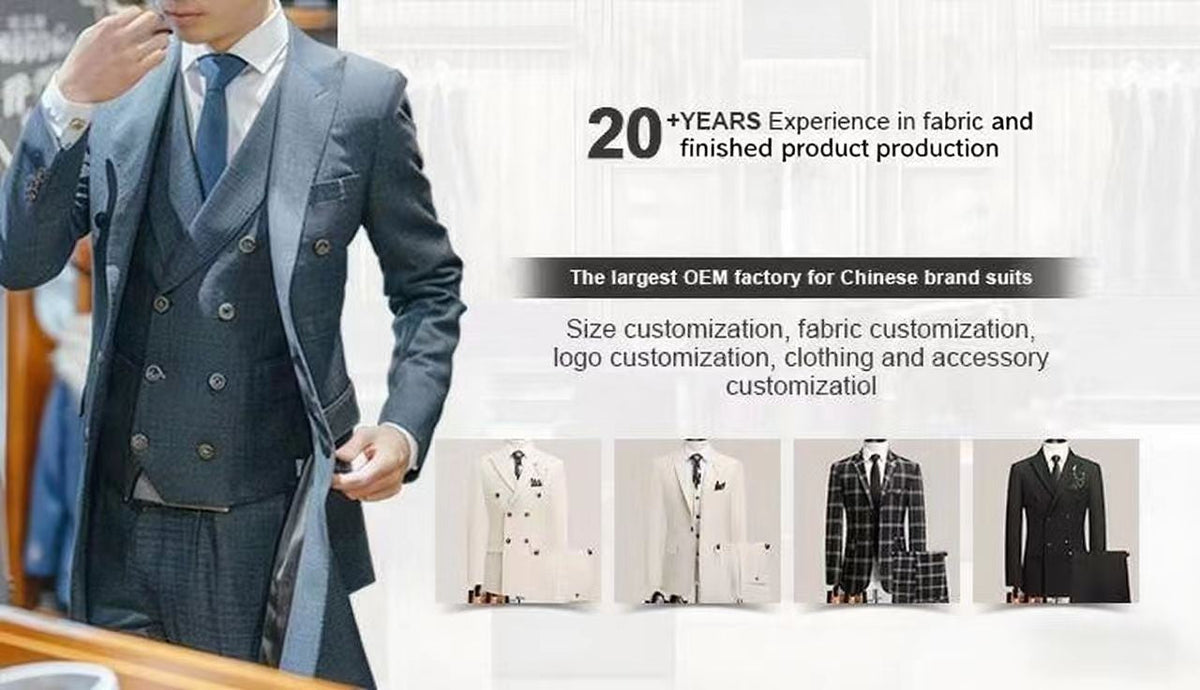 Men's Double-Breasted Suit, Classic Formal Business Wear