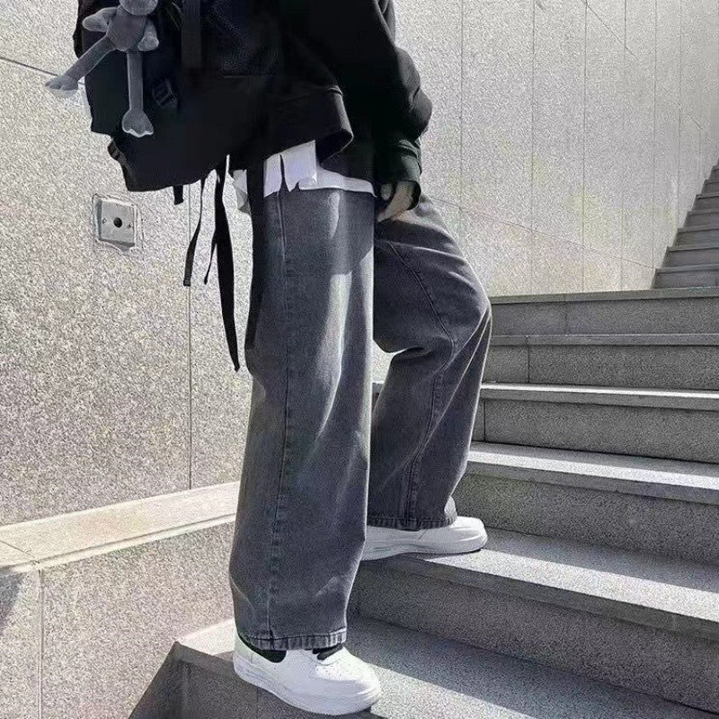 Men's Jeans American Loose Wide-leg Loose Straight Casual Trousers Street Hip-hop Baggy Jeans Black Grey Blue Streetwear Men