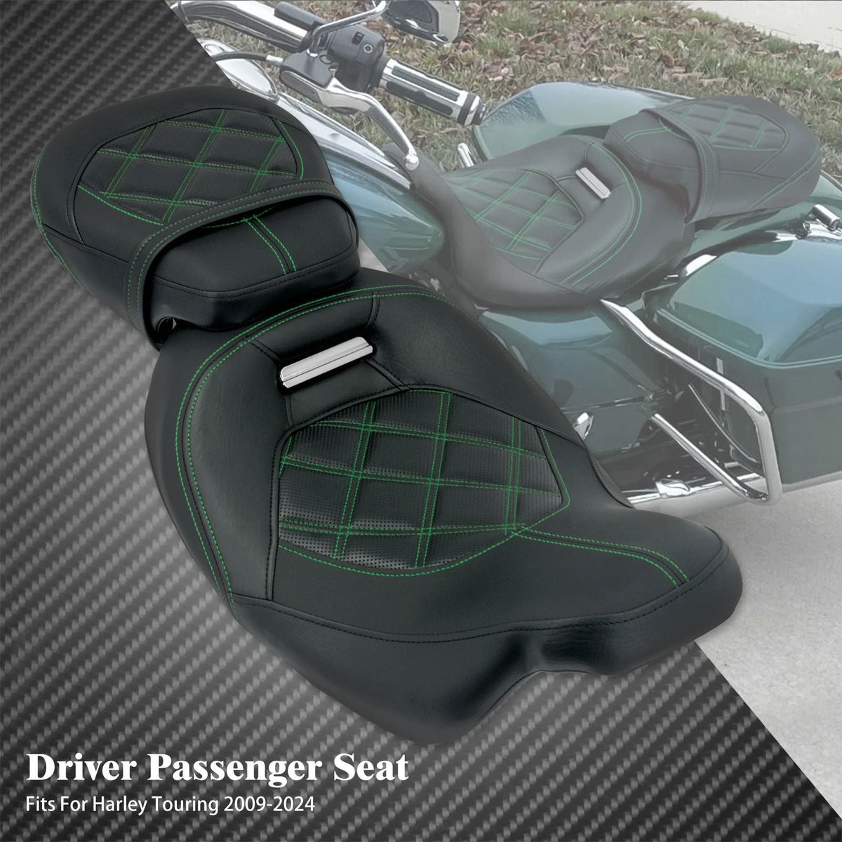 Motorcycle Leather Front Driver Rear Passenger Seat Two-Up Seat For Harley Touring Road King CVO Electra Street Glide 09-23