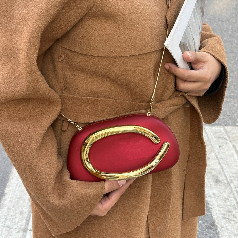 Brand Z Clutch Bag Metal Handle Design Luxury Evening Lipstick Bag Round Box Chain Bag Elegant Woman Shoulder Messenger Bags