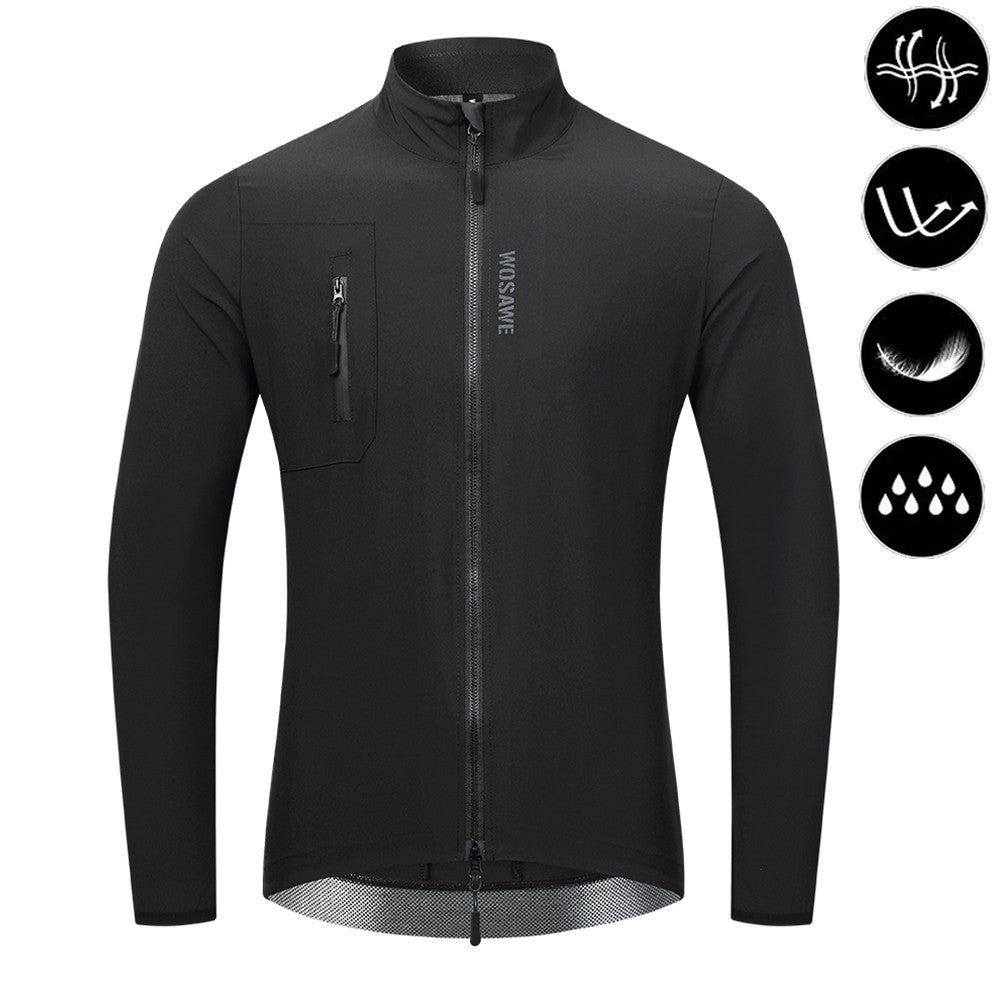 WOSAWE Mens Cycling Windproof Jacket Ultralight Windbreaker MTB Road Bike Vest Water Resistant Long Jersey with 2 way YKK zipper