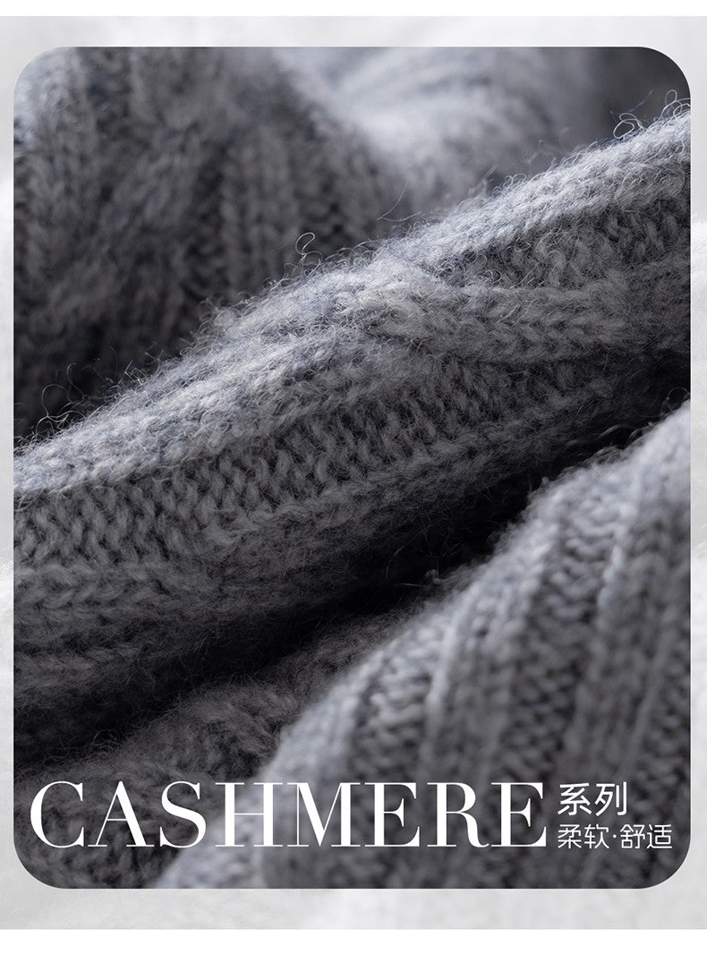 Autumn Winter 100% Cashmere Hat Double Layer Thickened Reversible Cold-Proof Unisex Knitted Wool Hat Versatile Ear Protection