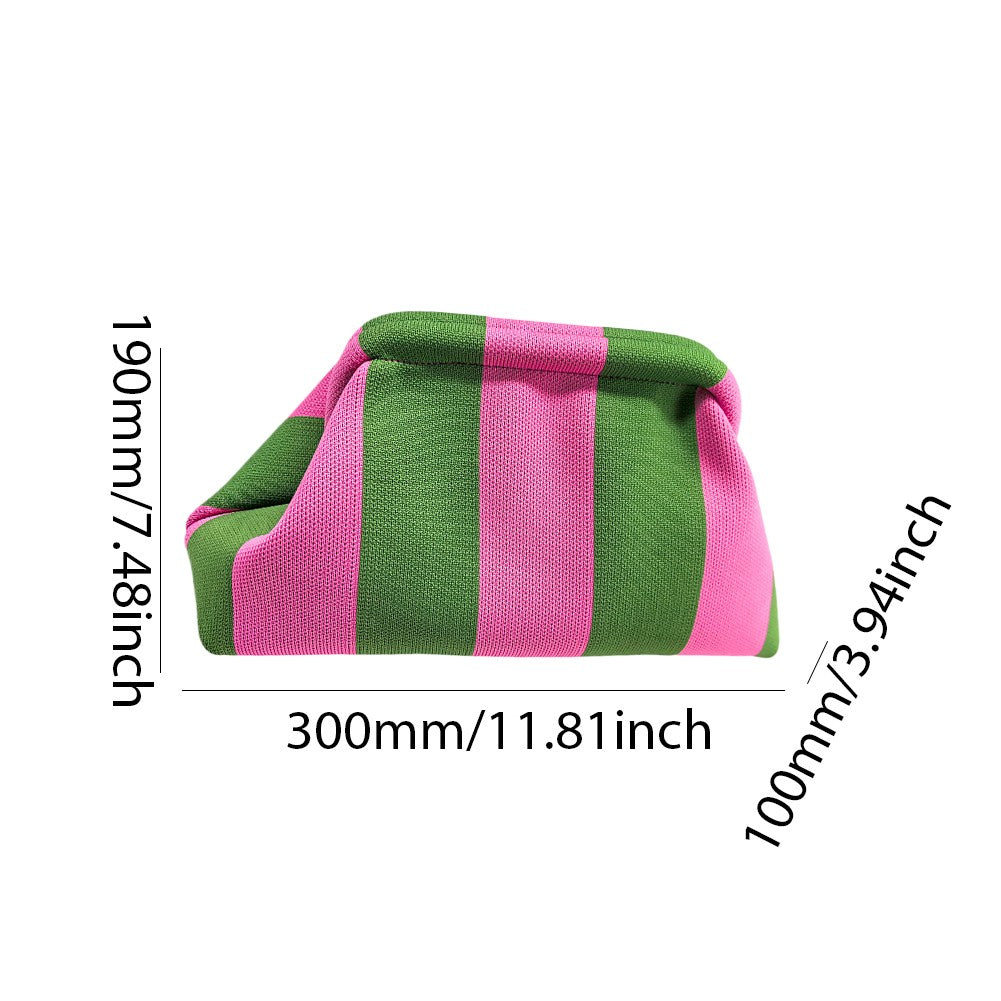 Ladies Crochet Clutch Purses Contrast Color Beach Bags Summer Woven Bags Women's Knitted Dumpling Bag Female Chic Colorblock Bag