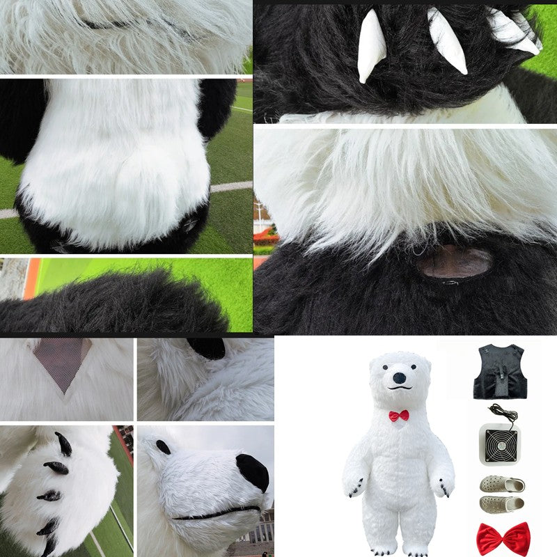 Polar Bear Panda Inflatable Costume 2m/2.6m/3m Optional Animal Imitation Costume Suitable for Christmas and Halloween, Fun Masco
