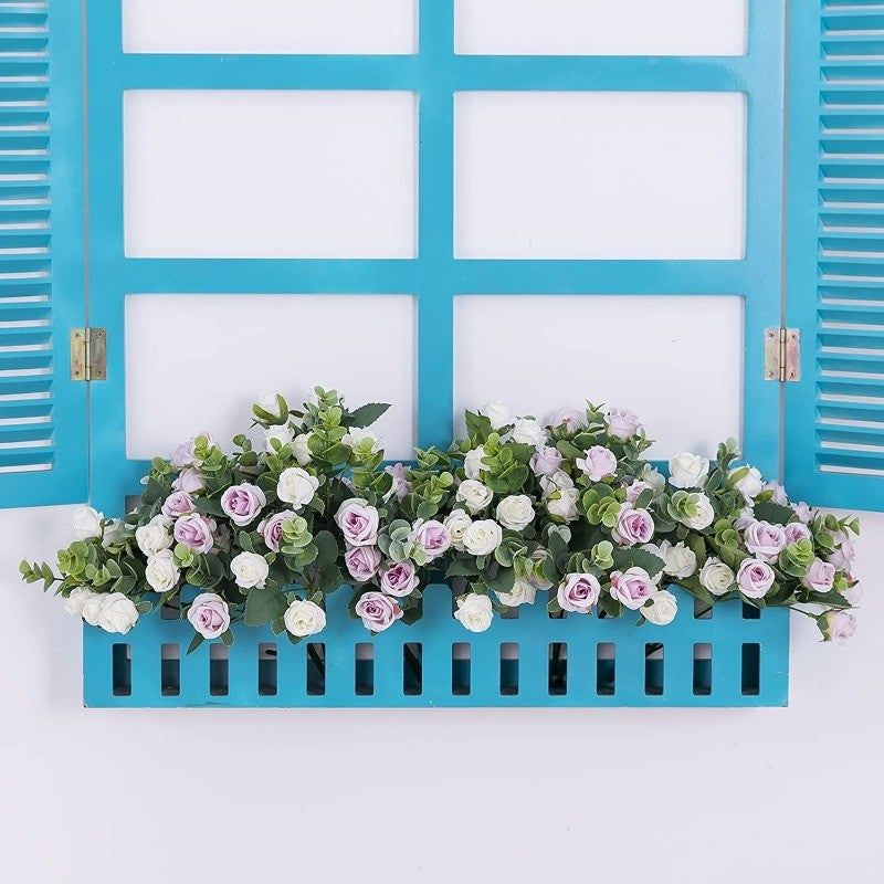 10 Heads pink Artificial Silk Rose Flowers Fake White Eucalyptus Peony Flower Bouquet, for Home Wedding Party Garden Decoration