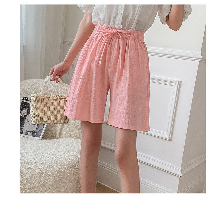 Women shorts Summer Casual Solid Cotton Linen shorts high waist loose shorts for girls Soft Cool female shorts M-3XL