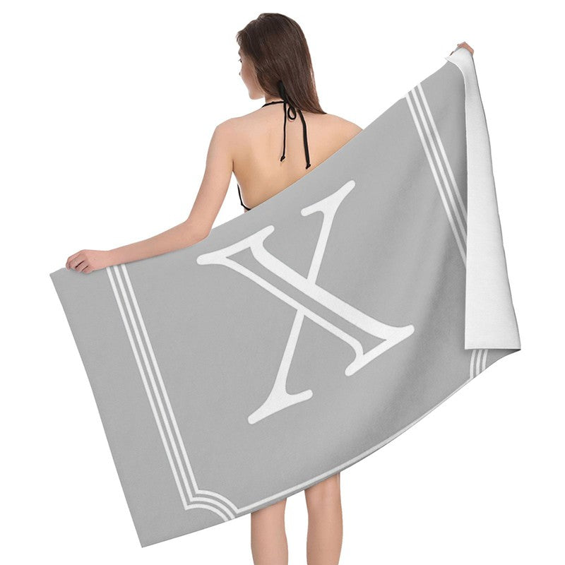 Home bath towels for the body towels bathroom letters and flower quick drying microfiber beach towel man and women large sports
