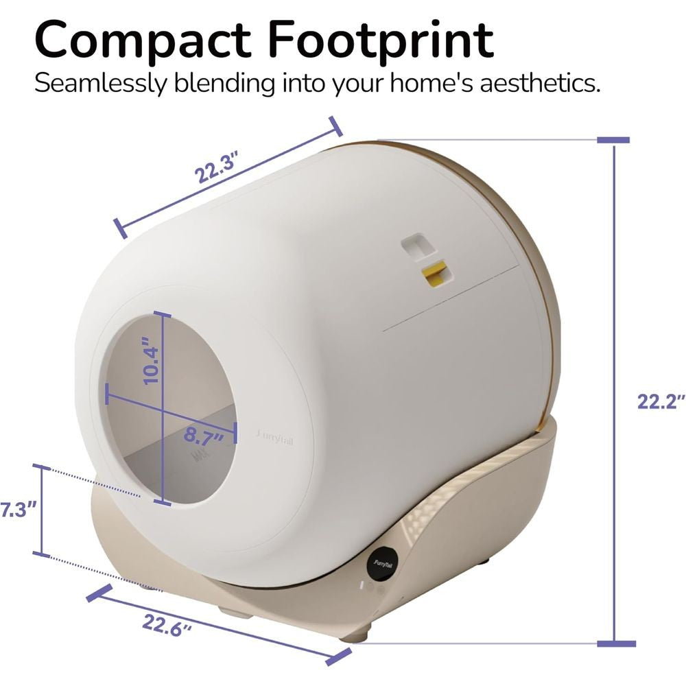 Smart Cat Litter Box with App Control, Odorless, Large Capacity, Includes 40 Bags