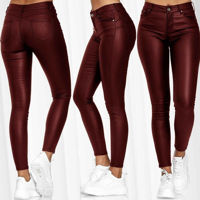 2025 Fashion Faux Leather Pants Women's Sexy Stretch Casual Leggings Solid Leather Bodycon Pencile Pants For Women Streetwear