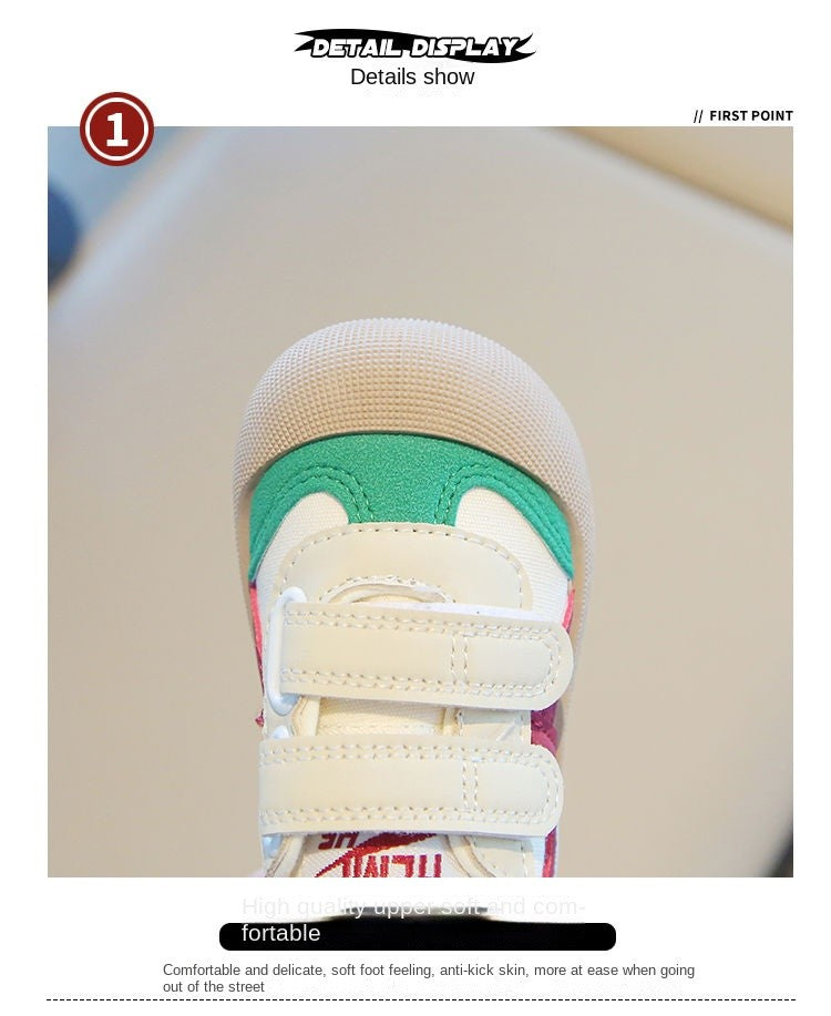 Spring and Autumn 2024 New Korean version of indoor girls canvas shoes soft-soled children's baby toddler shoes children's shoes
