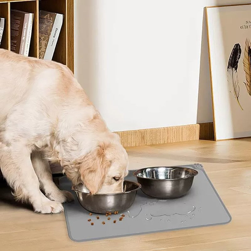 Silicone Pet Food Mat Non-Slip Dog Bowl Mat Waterproof For Dogs Cats Food Water Feeding Mat Anti-Spill Winter Floor Protect