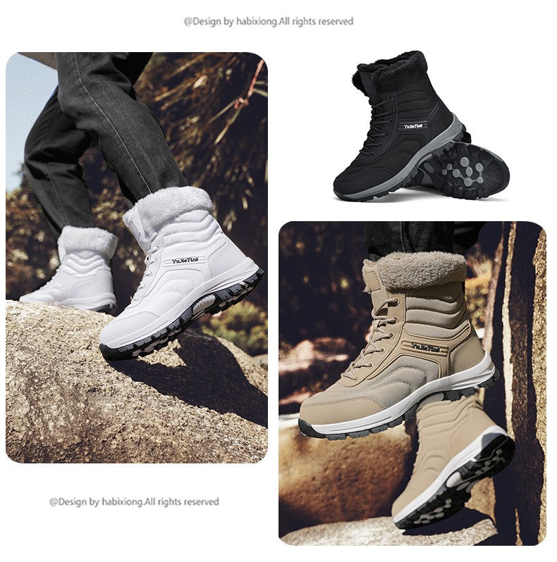 2025Brand Warm Winter Men's Hiking Boots Outdoor Snow Men Boots Men Work Casual Sneakers High Top Keep Warm Non-slip Ankle Boots