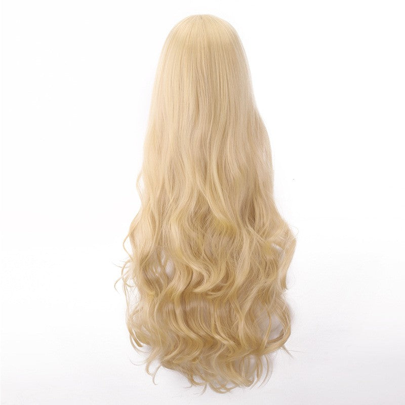 European and American style cos color anime wig, with foreign trade buckle net, universal, 80CM long, curly Synthetic fiber wig