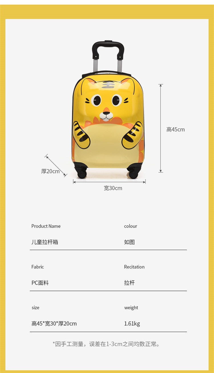 18 Inch ABS Spinner Cartoon Children's Trolley Case Wheel Suitcase Cute Animal 3D Three-dimensional Student Travel Luggage