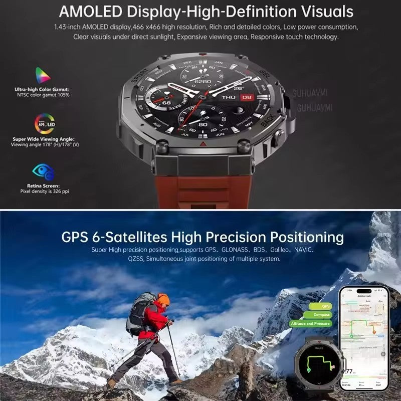 2025 Original T-Rex 3 Ultra Military GPS Smartwatch Built-in GNSS Compass Altimeter 10ATM Waterproof Sports Smartwatch Men Women