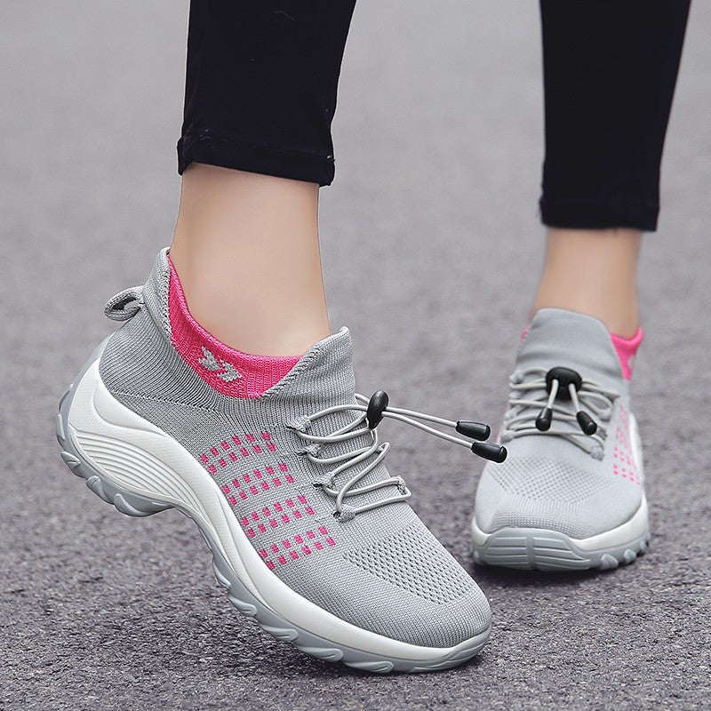 Oiaano Barefoot Womens Walking Shoes GreySock Casual Ladies Fashion Sneakers Comfort Slip On Air Cushion Platform Lightweight