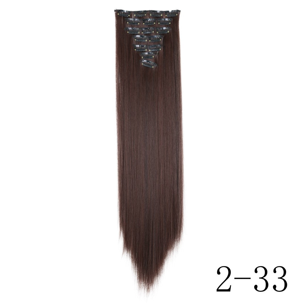 LANSA 7Clips Long Straight Synthetic Clip On Hair Extensions Cheveux Clip Naturel High Temperature Fiber Black Brown Hairpiece