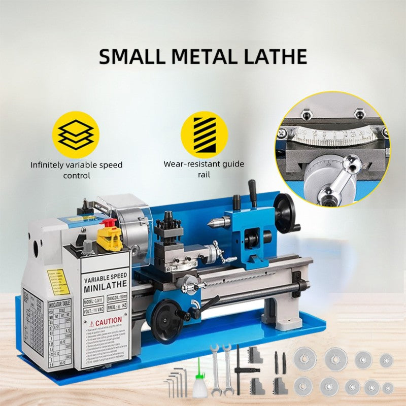 0-2500 RPM CJ0618 Mini Metal Lathe Machine Variable Speed Bench Top Benchtop Mini Lathe Multi-functional Metal Precision Machine