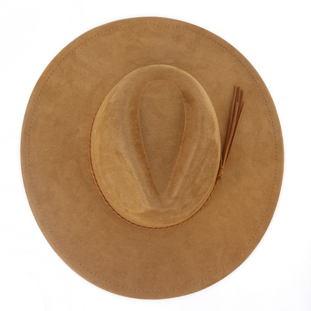 Vegan suede hat belt accessories heart-shaped wide-brimmed fedora hat for men and women felt jazz hat classic chapeau femme