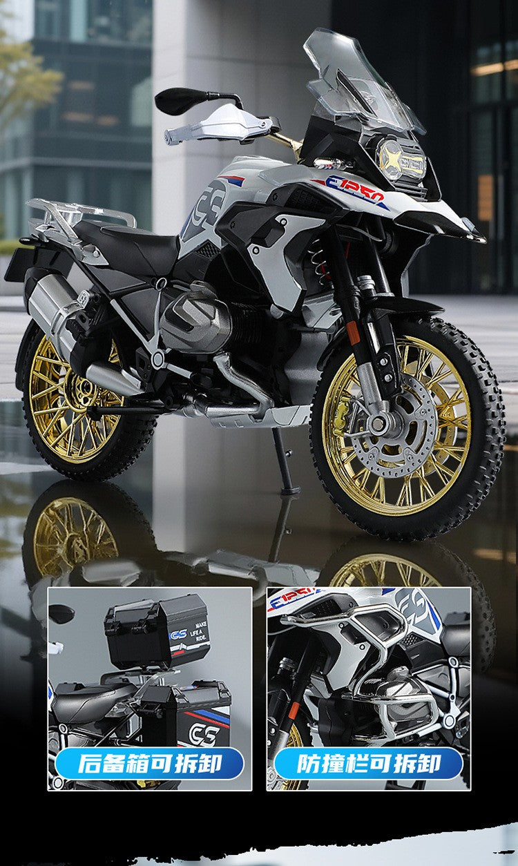 1:10 R1250GS Adventure Alloy Die Cast Motorcycle Model Vehicle Collection Sound and Light Off Road Autocycle Toys Car