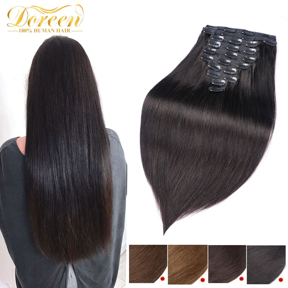 Doreen 160G 200G 240G Volume Series Brazilian Machine Remy Straight Clip In Human Hair Extensions Full Head 10Pcs 16 to 24 Inch