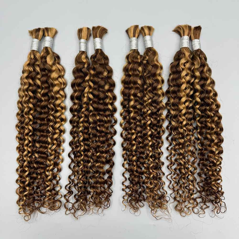 Ombre Highlight 427 Deep Wave Boho Braids Human Hair Curly Brazilian 100% Human Hair Remy Braiding Real Raw Weave Extensions