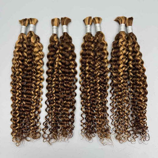 Ombre Highlight 427 Deep Wave Boho Braids Human Hair Curly Brazilian 100% Human Hair Remy Braiding Real Raw Weave Extensions