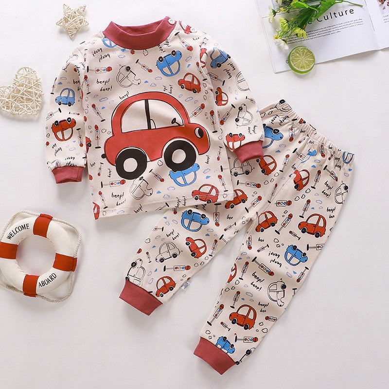 2025 New Baby Cotton Two-piece Set Home Clothes Children Class Suit Boys Girls Pajamas Set Kids Long T-shirt + Pants