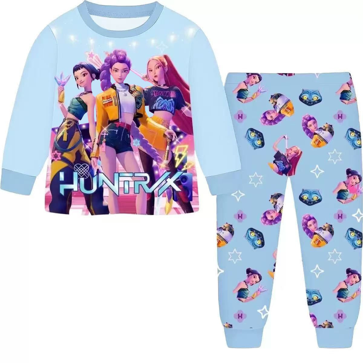 KPop Demon Hunters Movie Peripheral Pajama Set Kawaii Long Sleeve Long Pants Anime Costume Children's Toy Christmas Gift