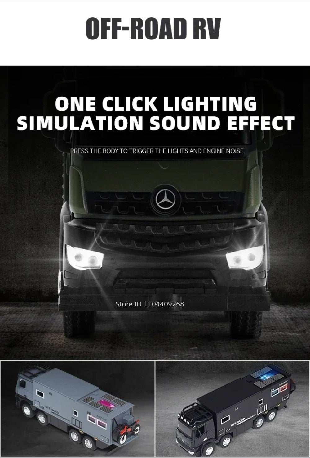 1:24 NOMADISM Raptor F150 RV Alloy Model Car Toy Metal Diecast Miniature Off Road Vehicle Models Sound Light Toys For Kids Gifts