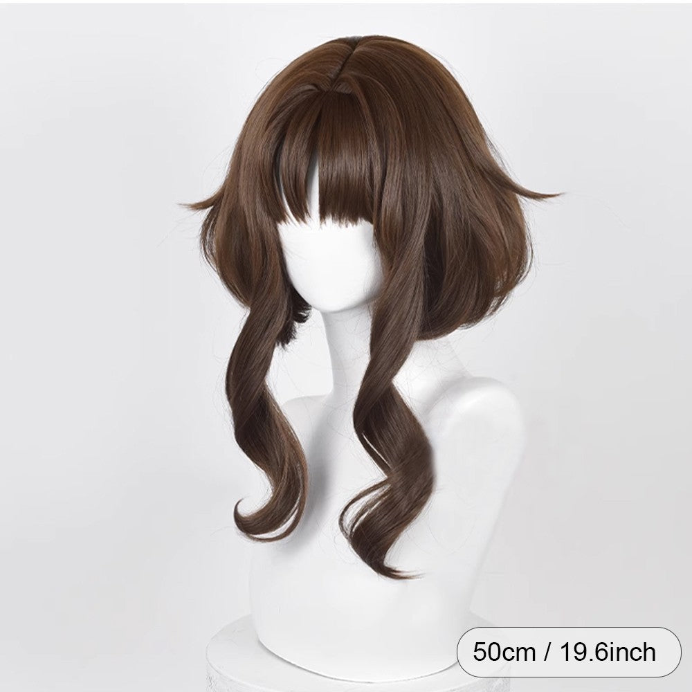 Short Straight Synthetic Brown Wig Anime Game Cosplay Fluffy Heat Resistant Jellyfish Head Wig for Daily Party